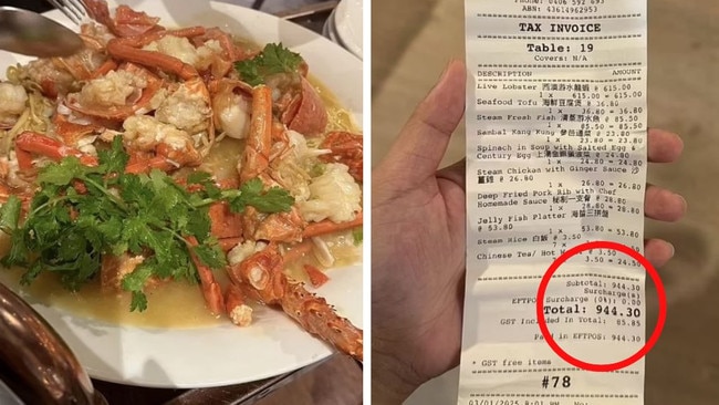 A woman who was handed a staggering $944.30 bill at a Chinese restaurant in Perth has hit out at the establishment online.