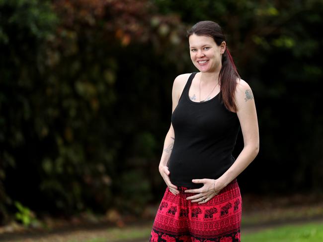 Rebecca Miles of Brisbane is pregnant in a same-sex marriage. Picture: Tara Croser