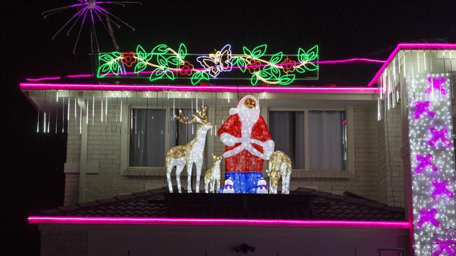 Santa on the roof at 52 Forest Oak Drive, Upper Coomera. Photo: Jerad Williams