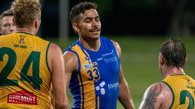 Billy Crofts playing for Wanderers against St Mary's in Round 5 of the 2024-25 NTFL season. Picture: Tymunna Clements / AFLNT Media