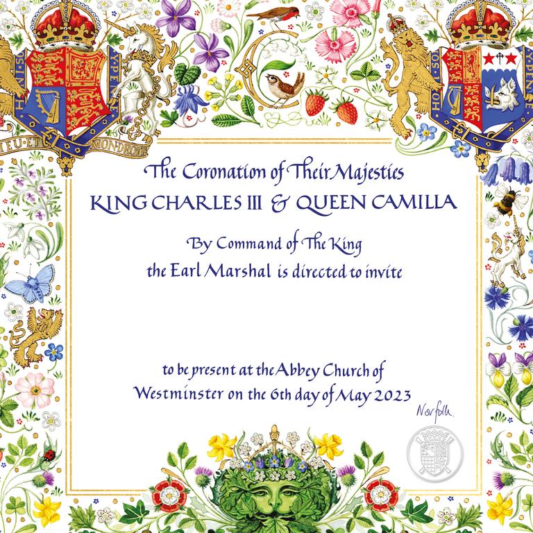 The official invitation to King Charles’ Coronation.