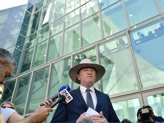 Barnaby Joyce speaks to the press in Canberra. Picture: Getty