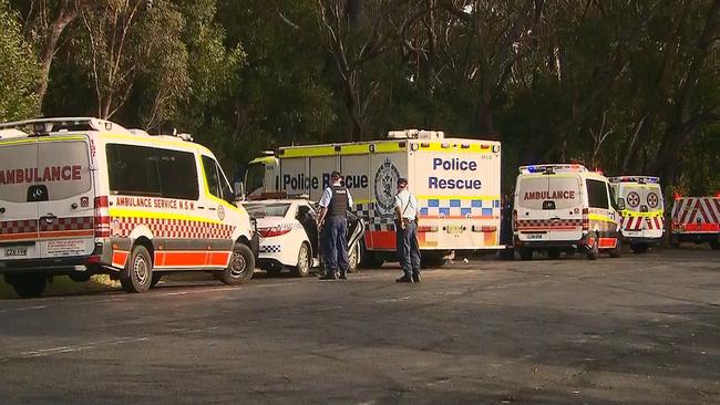 The police and emergency rescue teams at the site on Tuesday. Picture: TNV