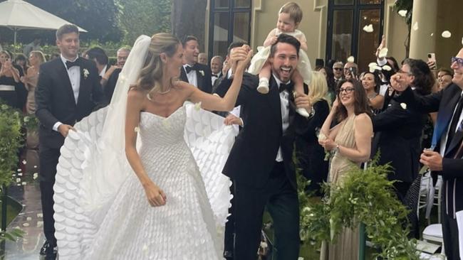 Lauren Thurin and Ollie Howard at their magical wedding. Picture: Supplied