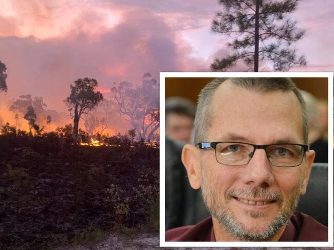 Gympie councillor Dan Stuart was one of many rural firefighters who battled a blaze near Tin Can Bay yesterday.