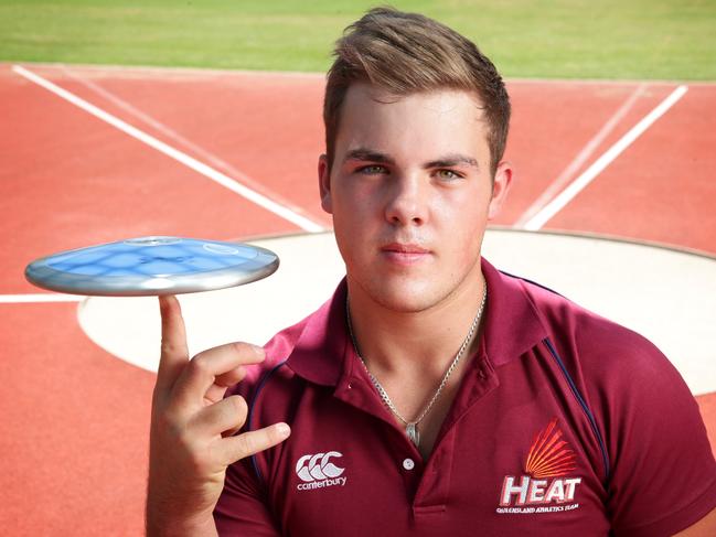 Matt Denny in 2013 after winning the World Youth Championships in discus. Denny had put his tertiary studies on hold to chase Commonwealth Games selection.