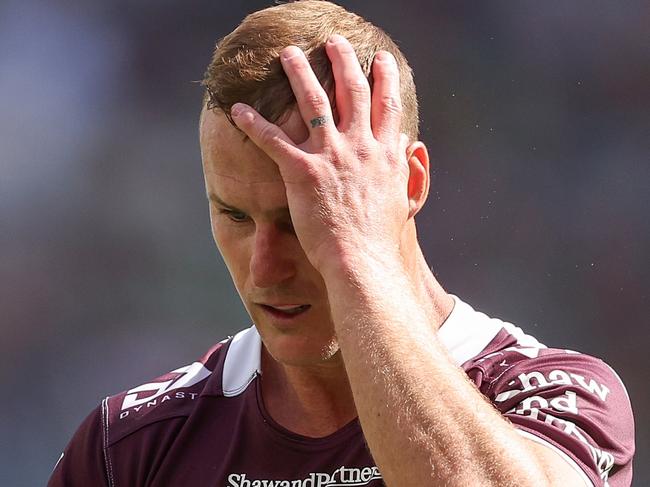 PERTH, AUSTRALIA - APRIL 12: Daly Cherry Evans of the Sea Eagles looks on during the round six NRL match between Cronulla Sharks and Manly Sea Eagles at Perth Stadium, on April 12, 2025, in Perth, Australia. (Photo by Paul Kane/Getty Images)