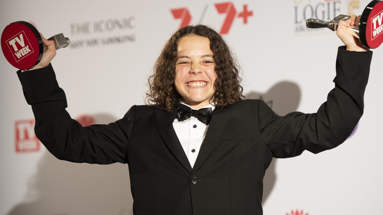 Child actor Felix Cameron won the Graham Kennedy Award for Most Popular New Talent and Best Lead Actor in a Drama. Picture: NewsWire/Monique Harmer