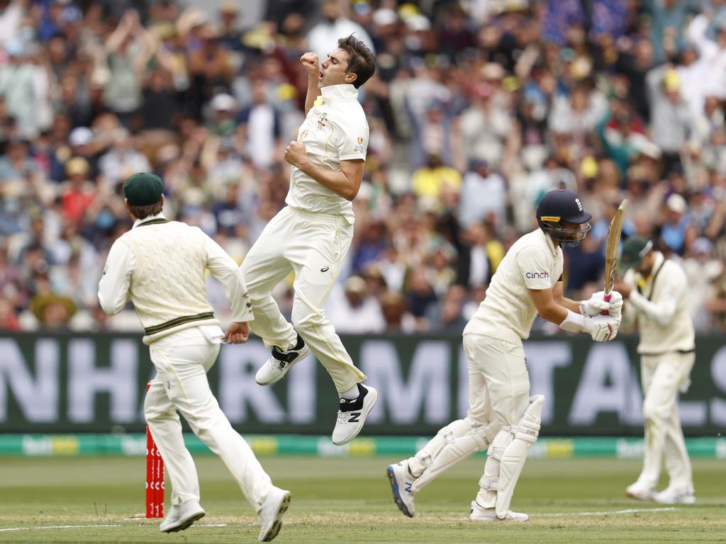 The fast pace of the Australian pitches have vastly helped pacemen like Pat Cummins, who has taken 10 wickets so far, despite missing the Adelaide Test. Picture: Darrian Traynor – CA/Getty Images