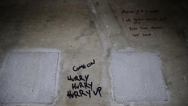 Graffiti inside the sails of the Opera House. Picture: Hollie Adams