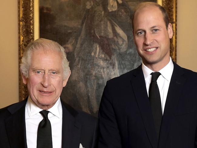 LONDON, ENGLAND - OCTOBER 01: (EDITORIAL USE ONLY) Camilla, Queen Consort, King Charles III, Prince William, Prince of Wales and Catherine, Princess of Wales pose for a photo ahead of their Majesties the King and the Queen ConsortÃ¢â¬â¢s reception for Heads of State and Official Overseas Guests at Buckingham Palace on September 18, 2022 in London, England. (Photo by Chris Jackson/Getty Images)