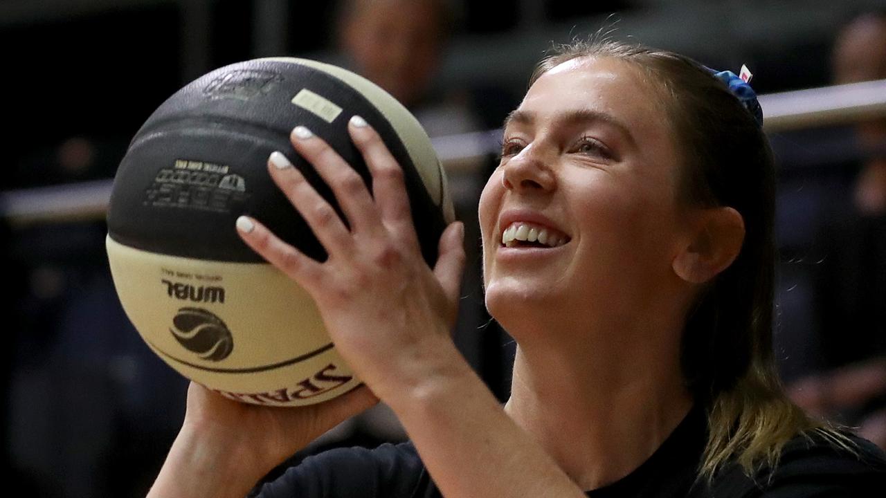 Blicavs warms up before the Spirit v Flyers match at Geelong Arena in February. Photo: Kelly Defina/Getty Images.