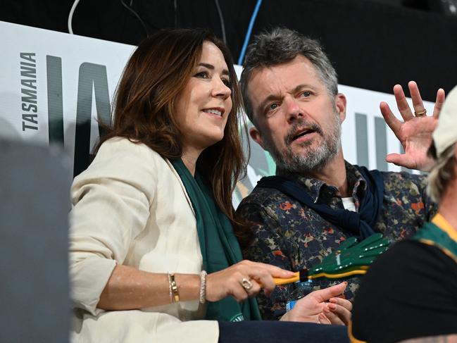 Princess Mary of Denmark and Prince Frederik of Denmark are seen enjoying the game during the round 12 NBL match between Tasmania Jackjumpers and New Zealand Breakers. Piucture: Steve Bell/Getty Images