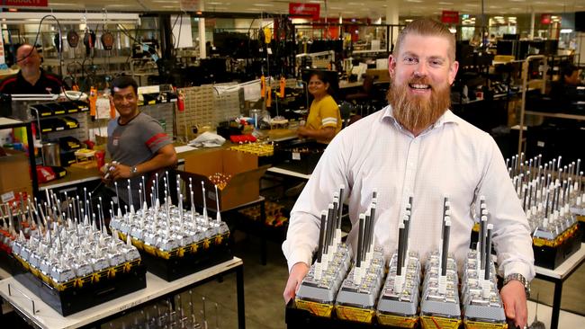 GME's Head of Marketing Tony Crooke pictured at GME's factory in Winston Hills where they employ over 170 people to make locally manufactured communication equipment. Picture: Toby Zerna