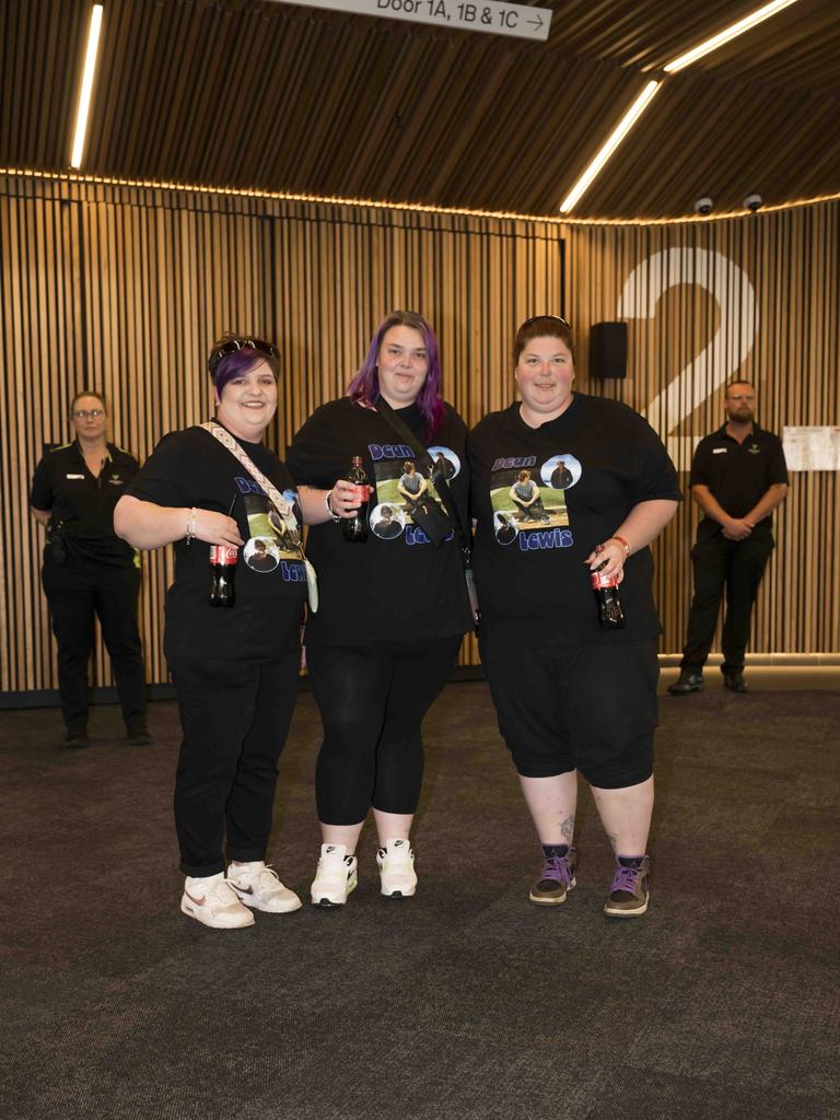 Dean Lewis Hobart show at MyState Bank Arena - Melissa Blowfield, Aimee Greenwood and Tiana Kelly. Picture: Caroline Tan