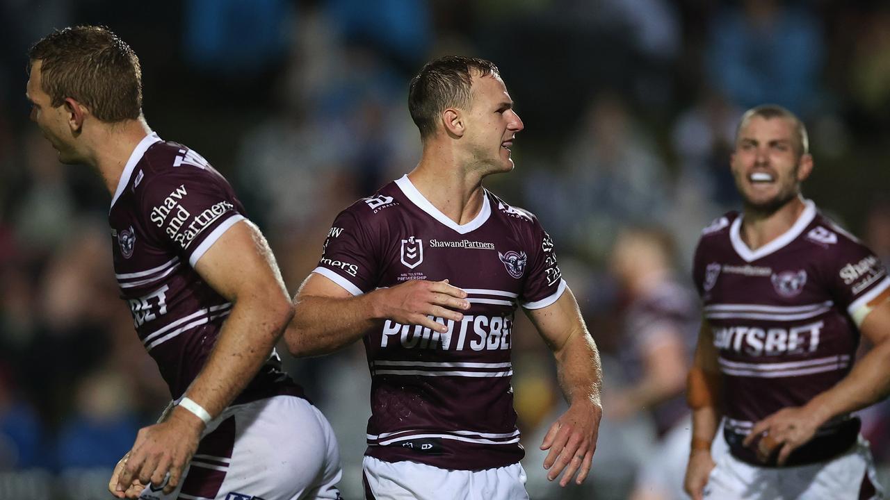 DCE celebrates after kicking his wonky field goal.