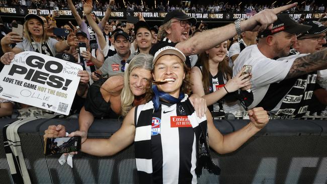 Just two weeks after winning a premiership in black and white, Collingwood star Jack Ginnivan could soon be wearing brown and gold. Picture: Getty Images