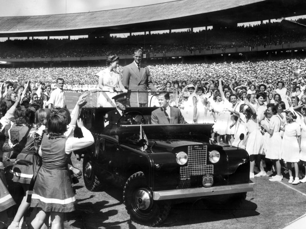 <b>1954 – Melbourne</b> The 1954 tour took in all states and territories but the Northern Territory. At the Melbourne Cricket Ground, the Queen and Prince Philip stood in a gleaming Land Rover as they were driven past excited schoolchildren. However things didn’t always go smoothly on the Victorian leg of the tour – one camera crew witnessed a royal tiff in which the Queen threw a tennis shoe at her husband. Greeting the journalists soon after, all calm restored, she is quoted as saying: “I’m sorry for that little interlude, but, as you know, it happens in every marriage.”