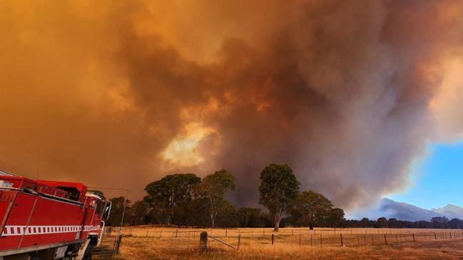 North Hamilton Rural Fire Brigade members watch over a bushfire in the Grampians. Picture: North Hamilton Rural Fire Brigade/Facebook.