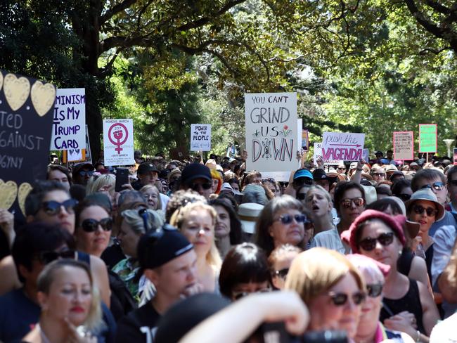 An estimated 10,000 walked from Sydney’s Hyde Park to Martin Place on Saturday. Picture: Andrew Murray/AFP