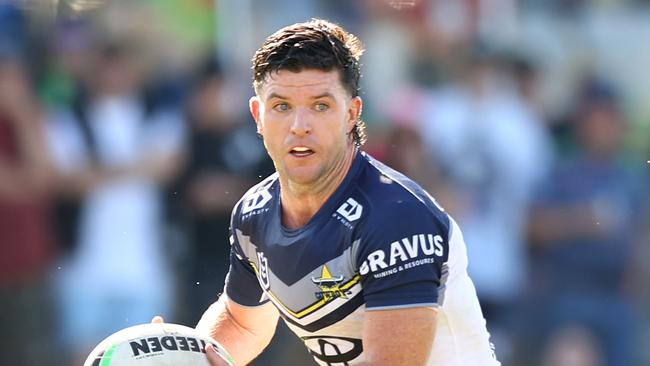 QUEANBEYAN, AUSTRALIA - FEBRUARY 25: Chad Townsend of the Cowboys in action during the NRL Pre-season challenge match between Canberra Raiders and North Queensland Cowboys at Seiffert Oval on February 25, 2024 in Queanbeyan, Australia. (Photo by Mark Nolan/Getty Images)