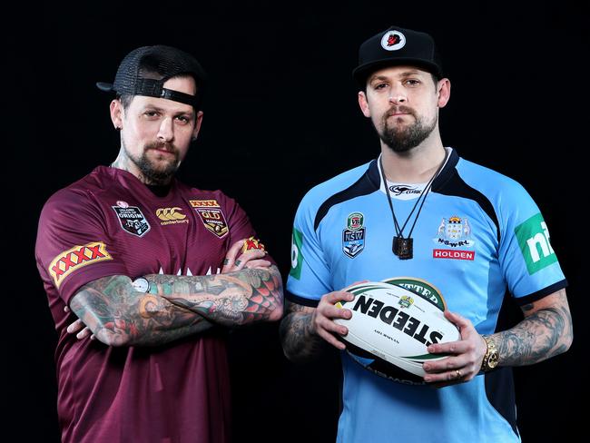 Mate against mate ... Benji Madden supports Queensland, while his brother Joel is a NSW fan.