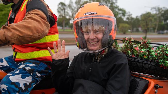 Jan Cartwright joined Darwin's motorbike community at the NT Motorcycle Centre to raise money and awareness for the Salvation Army's annual Christmas Toy Ride. Picture: Pema Tamang Pakhrin