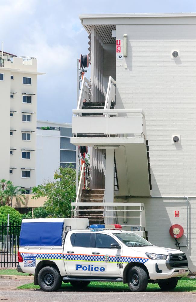 NT Police at the crime scene at Tomaris Court flats on Smith St, Friday, April 8, 2022. Picture: File