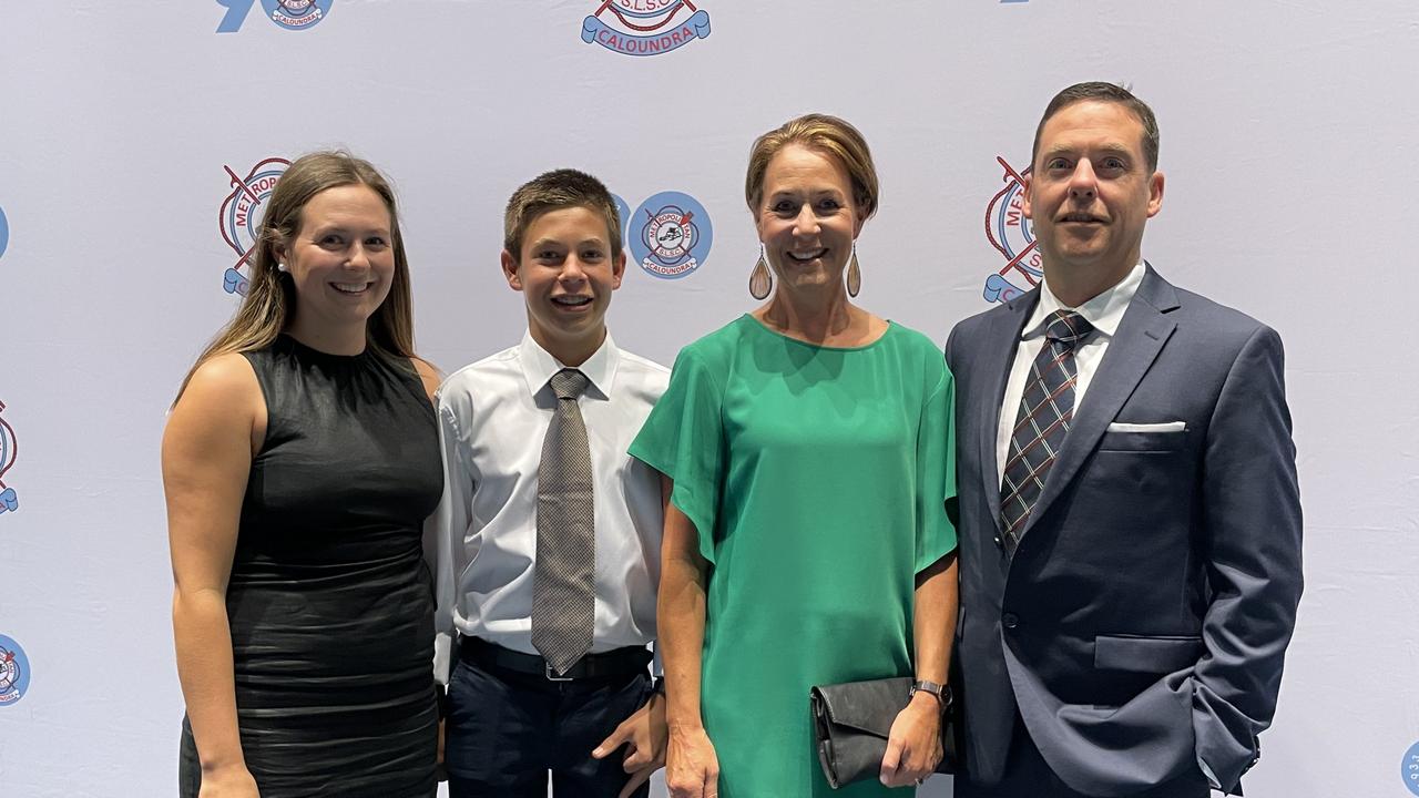 Lily, Jack, Annie, and Matt Taylor at the Metropolitan Caloundra Surf Life Saving Club 90th Anniversary Gala Ball.