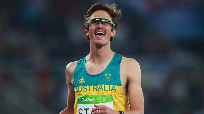 Australia's Brandon Starc in the Men's High Jump qualifying during the Athletics.