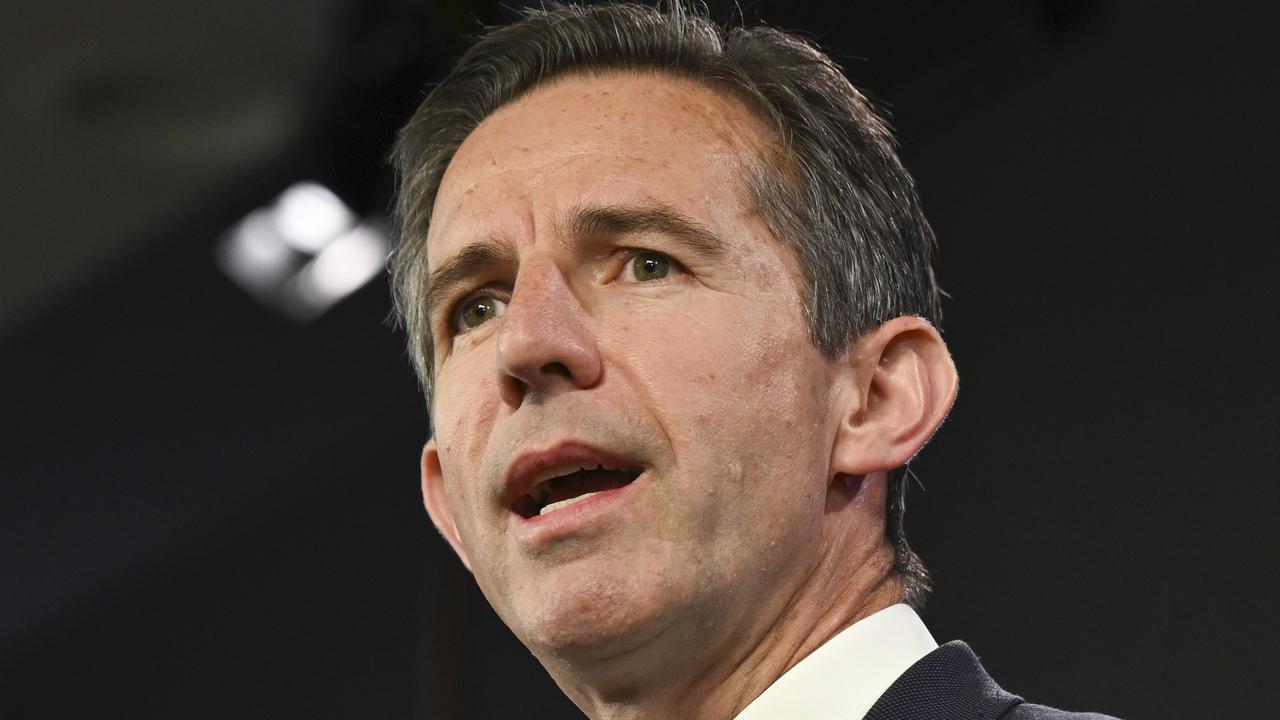 Opposition foreign affairs spokesman Simon Birmingham says the war in Ukraine must end with a “just peace” and not with an “empowered” Vladimir Putin. Picture: NewsWire / Martin Ollman