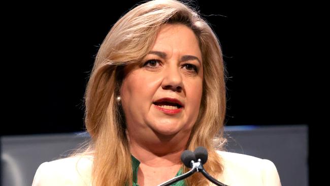 Premier Annastacia Palaszczuk, speaking at the Queensland State of the State at Brisbane Convention and Exhibition Centre. Picture: Steve Pohlner