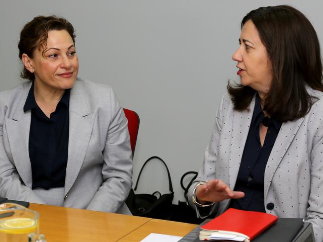 Premier Annastacia Palaszczuk (right) and Treasurer Jackie Trad like to talk up their jobs credentials.