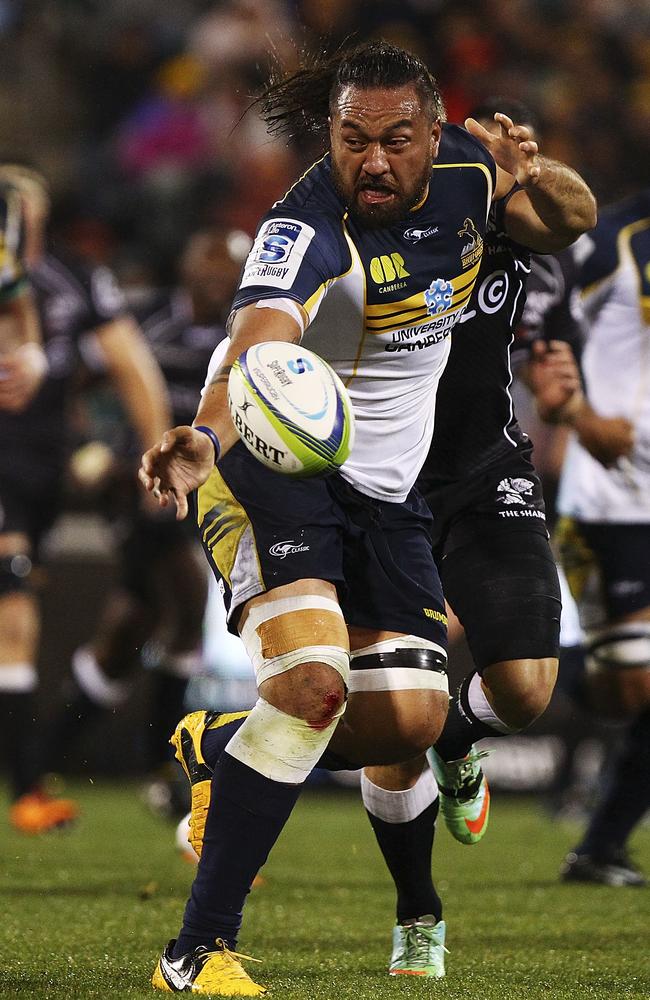 Fotu Auelua in action for the Brumbies earlier this year.