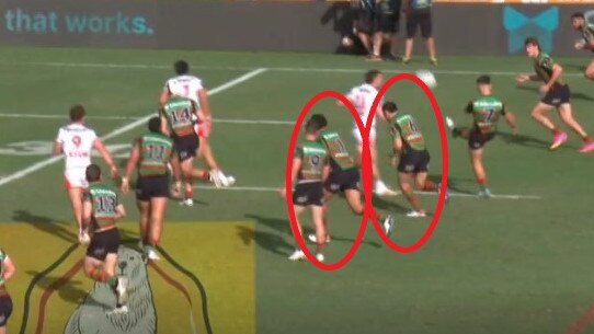 It's hard to see how these guys weren't off-side. Photo: Fox Sports