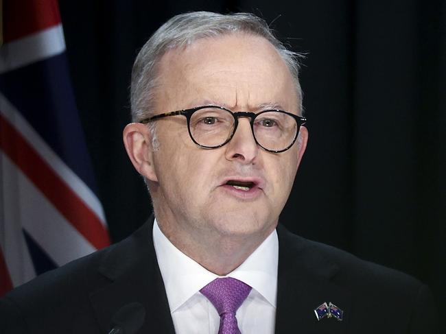 WELLINGTON, NEW ZEALAND - JULY 26: Australian Prime Minister Anthony Albanese speaks during a press conference at Parliament on July 26, 2023 in Wellington, New Zealand. Anthony Albanese is making his first official visit to New Zealand from Wednesday 26 July to Thursday 27 July. (Photo by Hagen Hopkins/Getty Images)