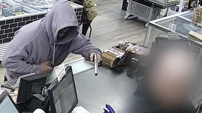 CCTV footage of the armed robbery. Picture: Tweed-Byron Police District