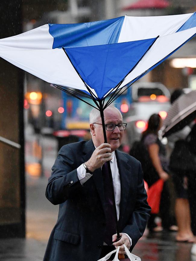 Umbrella trouble in Sydney's CBD.