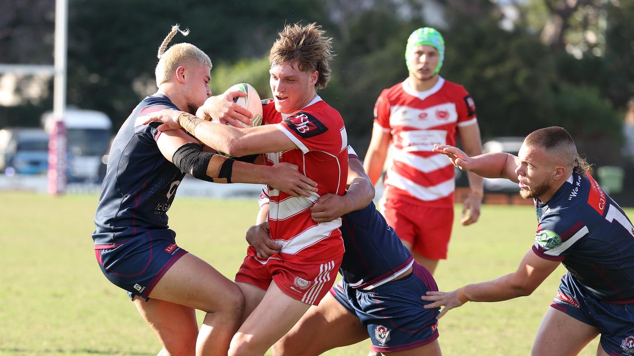 PBC SHS prop Jett Jackson deservedly picked up a contact with Manly. Picture: Liam Kidston.