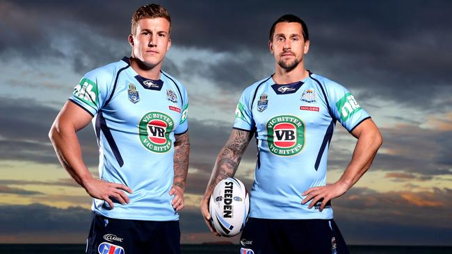 Trent Hodkinson and Mitchell Pearce were the NSW halves in 2015 and Hodkinson says he knows Pearce has was it takes to get NSW the win in 2017. Picture: Gregg Porteous