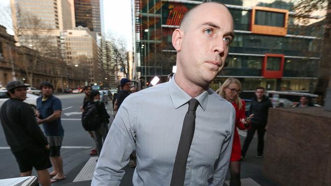 Colac Travel Agent Jordan Dittloff leaves the Melbourne Magistrates Court after getting bail.Dittloff is up on fraud charges with hundreds of thousands of dollars in travel money missing.Picture verified by Reporter Rebecca Cavanagh.Picture:Ian Currie