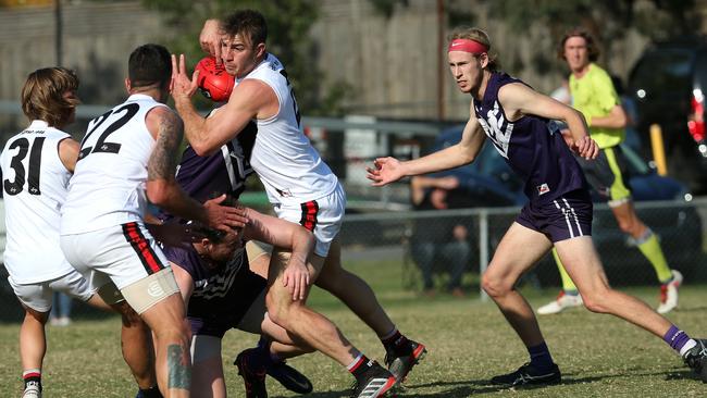 Tim Smith in action for South Belgrave on Saturday. Picture: Hamish Blair