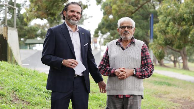 Dr Basyouny pictured next to resident Mohamad Allywa in Greenacre. Picture: Jane Dempster