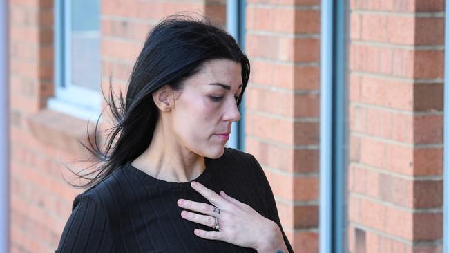 Georgie Burt mother of Zane Mellor arrives at court. Hillcrest Primary School jumping castle case being held at Devonport Magistrates Court. Picture: Brodie Weeding