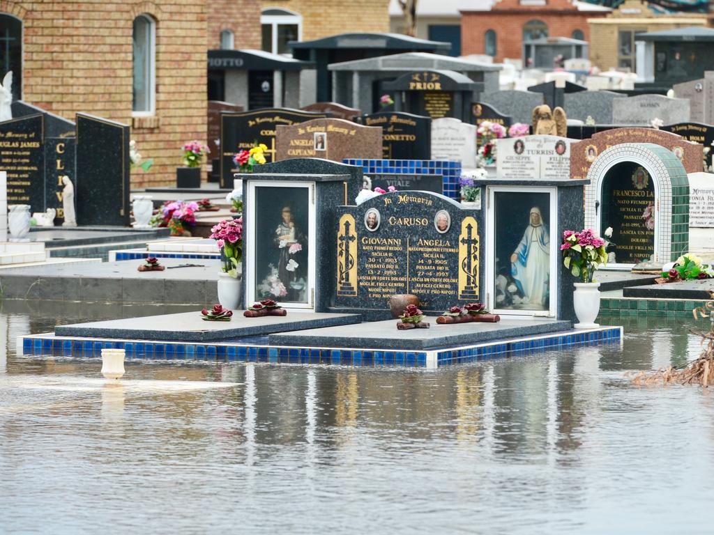 Ayr cemetery underwater. Picture: Scott Radford-Chisholm