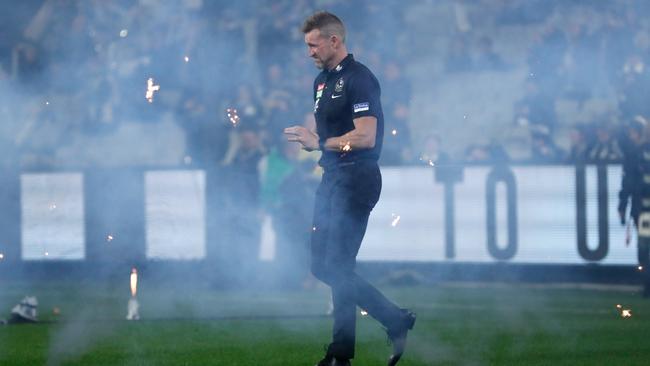 Nathan Buckley is in the gun. (Photo by Michael Willson/AFL Photos via Getty Images)