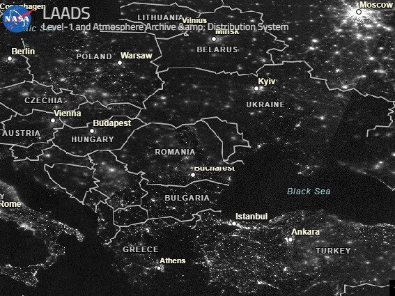 An image taken from space on February 7, three weeks before invasion, paints a very different picture. Picture: NASA