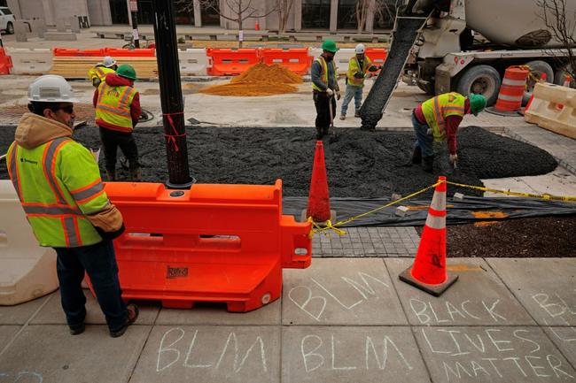 A Black Lives Matter mural painted outside the White House after George Floyd's death was cemented over in March