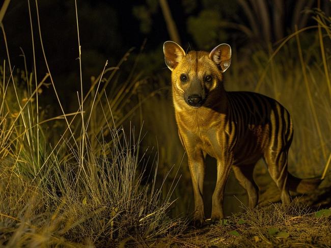 An AI-generated image of a thylacine which could soon be brought back from extinction by scientists from the US bioscience company Colossal.