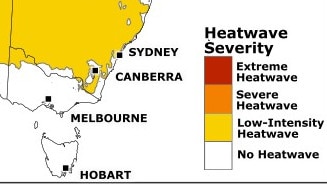 A low intensity heatwave has been forecast for the weekend for much of NSW. Picture: Bureau of Meteorology.